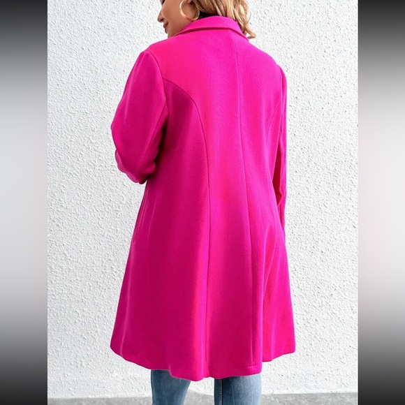 Plus size lapel collar double breasted overcoat jacket - Picture 8 of 13